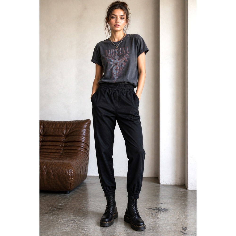 Derek Lam 10 Crosby Phoenix Pants Black Jogger Ankle Zip Womens‎ Sz 8 Minimalist
